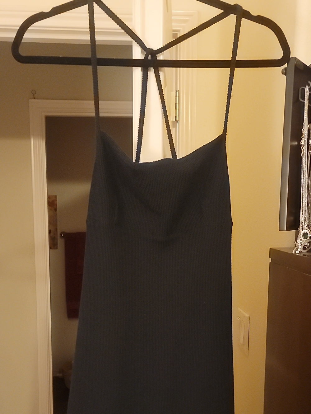 NWT Free People Beach Black Ribbed Maxi Dress with Strappy Back Size XS